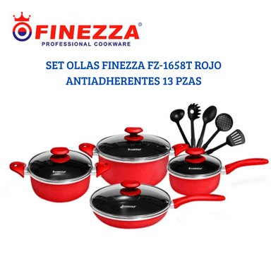 SET OLLAS FINEZZA FZ-1658T ROJO ANTIADHERENTES 13 PZAS