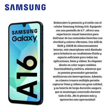 Celular Samsung Galaxy A16 4GB 128GB 6.7" - Negro - 4
