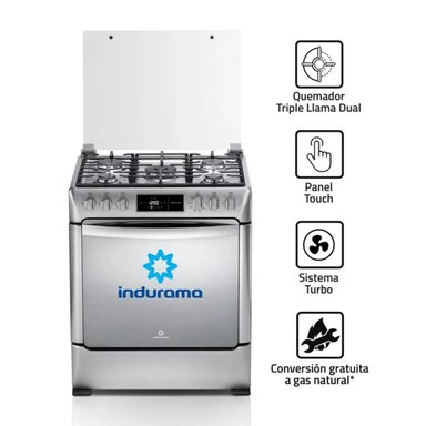 COCINA INDURAMA MONTECARLO ZAFIRO CROMA 5 QUEMADORES