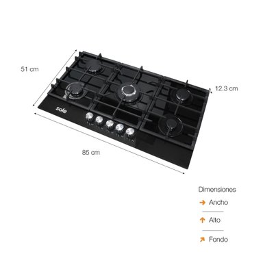 ENCIMERA EMPOTRABLE SOLE DE VIDRIO TEMPLADO 86 CM – SOLCO046 - 3