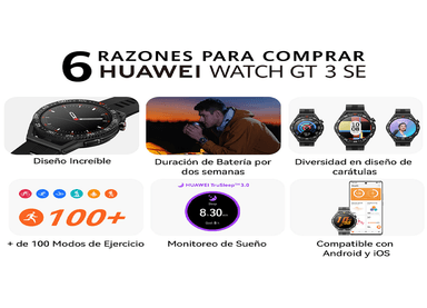 SMARTWATCH HUAWEI WATCH GT 3 SE ACCIDENT CARE - NEGRO - 3
