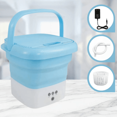 MINI LAVADORA PLEGABLE CON CENTRIFUGADO - CELESTE Y ROSADO