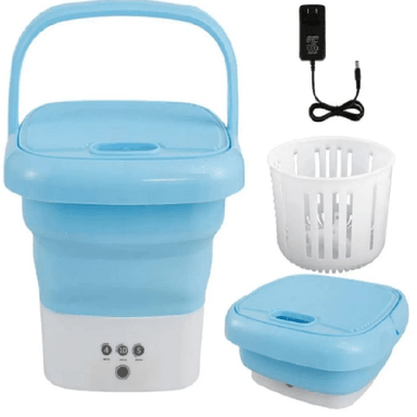 MINI LAVADORA PLEGABLE CON CENTRIFUGADO - CELESTE Y ROSADO - 2