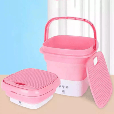 MINI LAVADORA PLEGABLE CON CENTRIFUGADO - CELESTE Y ROSADO - 5