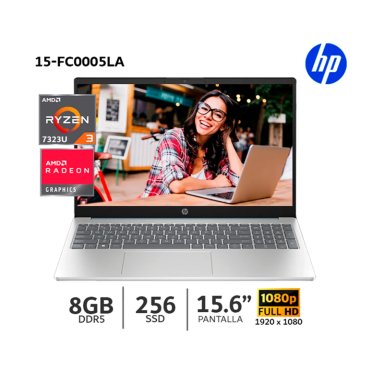 LAPTOP HP 15-FC0005LA AMD RYZEN 3 7320U 8GB RAM 256GB SSD 15.6” FHD MODELO 802M8LA