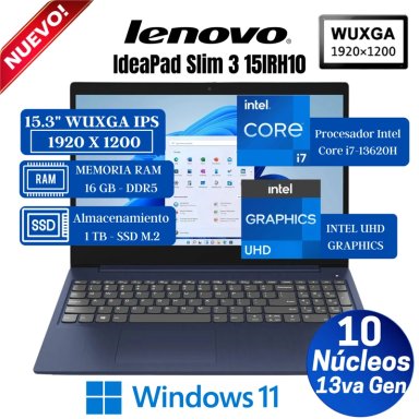 LAPTOP LENOVO IDEAPAD SLIM 3 15IRH8 15.6' FHD CORE I7-13620H 16GB RAM 1TB SSD - AZUL ACERO