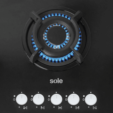 COCINA EMPOTRABLE A GAS DE 5 HORNILLAS SOLE SOLCO033 - NEGRO - 2