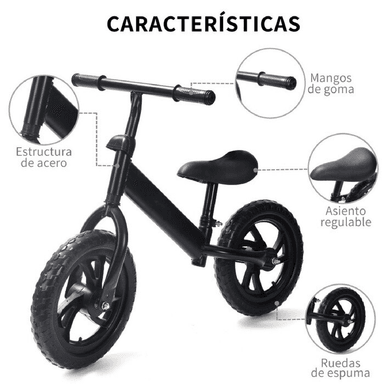 BICICLETA DE EQUILIBRIO ARO 12 PVC - COLOR NEGRO - 2