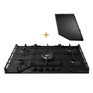 COMBO ENCIMERA SOLE SOLCO067 A GAS GLP/GN 5 HORNILLAS + PARRILLA MAX GRILL SOLPAR002
