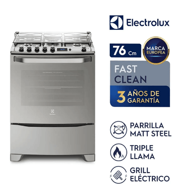 COCINA FREESTANDING ELECTROLUX 76GSR-CL A GAS CON 5 QUEMADORES - SILVER