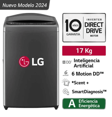 LAVADORA LG WT17BV6T 17 KG AI DD CARGA SUPERIOR - NEGRO CLARO