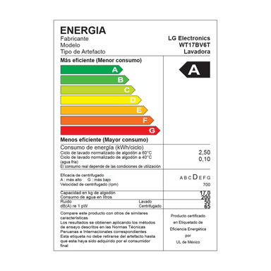 LAVADORA LG WT17BV6T 17 KG AI DD CARGA SUPERIOR - NEGRO CLARO - 6