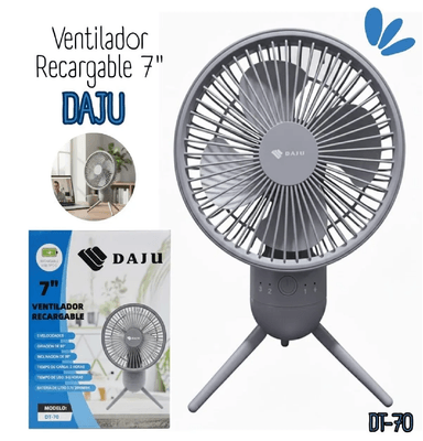 VENTILADOR RECARGABLE DAJU 7' MODELO DT-70 - GRIS