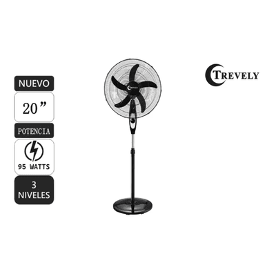 VENTILADOR PEDESTAL DE 95W 20” TREVELY VT-2080 - NEGRO