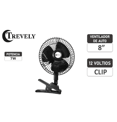 VENTILADOR PARA AUTO 8' CT-800 TREVELY 12V - NEGRO