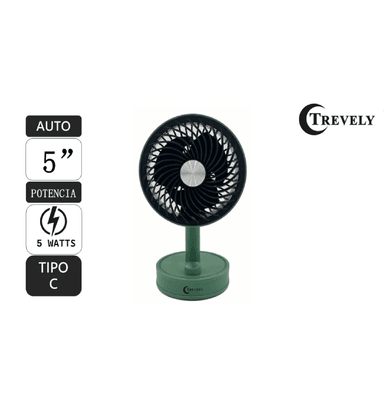 VENTILADOR PORTÁTIL RECARGABLE 5' TREVELY VT-05 5W - (COLOR AL AZAR)