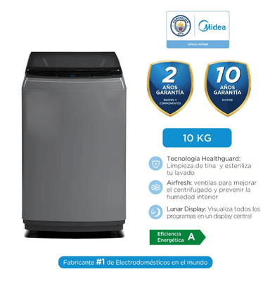 LAVADORA AUTOMÁTICA MIDEA 10 KG TITANIUM MA200W100/G-PE – SILVER - 1