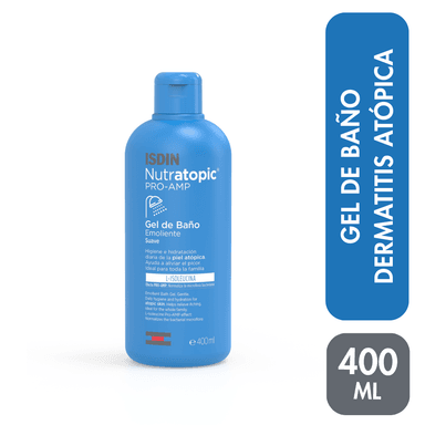 GEL DE BAÑO ISDIN NUTRATOPIC EMOLIENTE EXTRA SUAVE HIGIENE E HIDRATACION PIEL REACTIVA 400 ML - 1