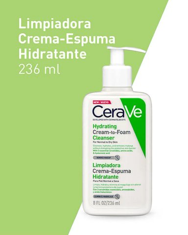 TRATAMIENTO FACIAL CERAVE LIMPIADORA CREMA ESPUMA HIDRATANTE 236M 236 ML - 4
