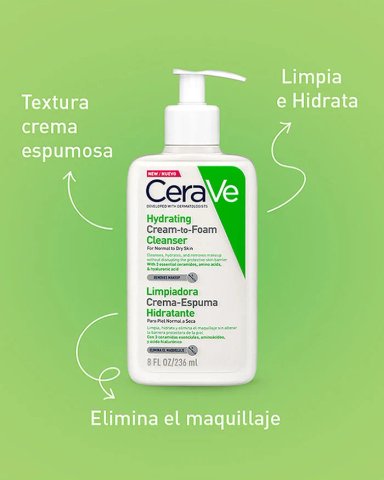 TRATAMIENTO FACIAL CERAVE LIMPIADORA CREMA ESPUMA HIDRATANTE 236M 236 ML - 6