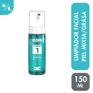 ISDIN ACNIBEN LIMPIADOR  PURIFICANTE 150 ML- LIMPIADOR FACIAL EN ESPUMA PARA PIEL MIXTA A GRASA - 1