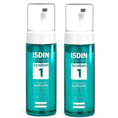 PACK 2 TRATAMIENTO LIMPIEZA FACIAL ISDIN DUO ACNIBEN LIMPIADOR PURIFICANTE PIEL GRASA 150 ML - 1
