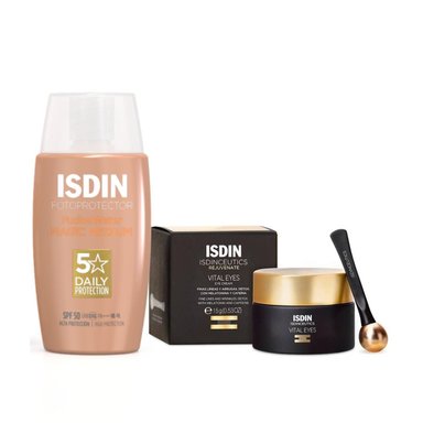 SET TRATAMIENTO FACIAL ISDIN RUTINA FOTOPROTECCION COLOR + CORRECCION OJERAS - 1