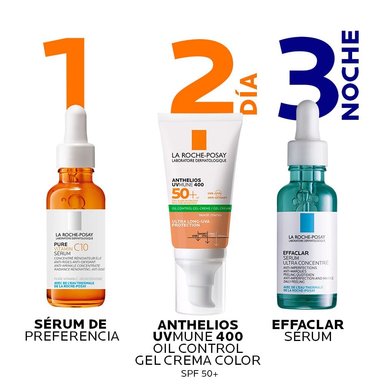 PACK 2 PROTECTOR SOLAR FACIAL LA ROCHE POSAY LRP ANTHELIOS UVMUNE 400 OIL CONTROL TOQUE SECO COLOR SPF 50+ 50 ML - 3