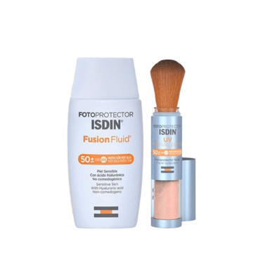 SET TRATAMIENTO FACIAL ISDIN FOTOPROTECCION COMPLETA FUSION FLUID + MINERAL SUN BRUSH - 1