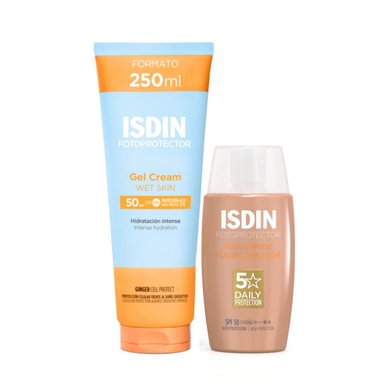 SET TRATAMIENTO FACIAL CORPORAL ISDIN FOTOPROTECCION COLOR FUSION WATER + GEL CREMA - 1