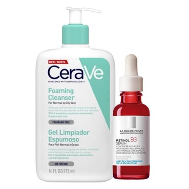 SET TRATAMIENTO FACIAL LA ROCHE POSAY DUO LIMPIEZA ANTIARRUGAS RETINOL + ESPUMOSO PIELES MIXTAS A GRASAS - 1