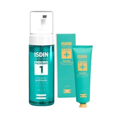 SET TRATAMIENTO ISDIN DUO ACNIBEN FACIAL PURIFICANTE MASCARILLA + LIMPIADOR - 1