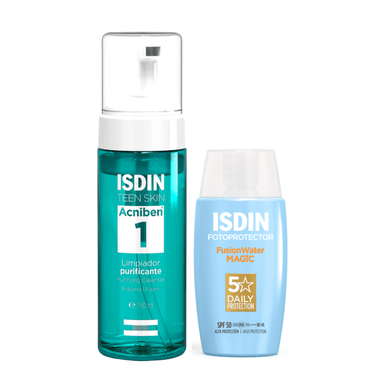 SET TRATAMIENTO FACIAL ISDIN DUO FOTOPROTECCION FUSION WATER + LIMPIEZA PURIFICANTE PIEL MIXTA A GRASA - 1