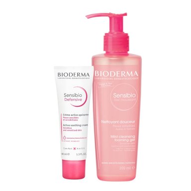 SET TRATAMIENTO FACIAL BIODERMA RUTINA SENSIBIO LIMPIEZA GEL MOUSSANT + DEFENSIVE RICH - 1