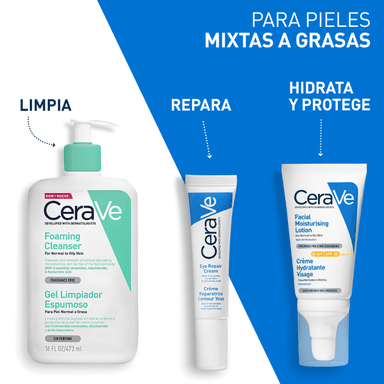 SET TRATAMIENTO CERAVE VELVET LIMPIEZA Y CUIDADO CONTORNO OJOS ESPUMOSO 236 ML + CREMA REPARADORA 14 ML - 3