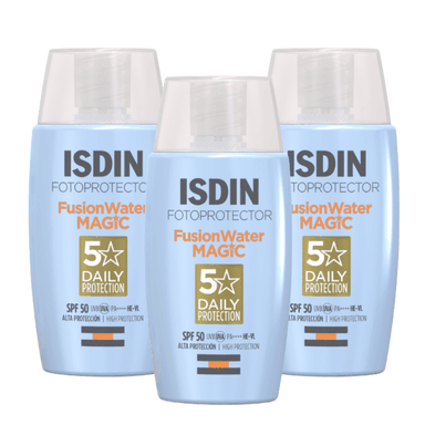 PACK 3 TRATAMIENTO FACIAL ISDIN FOTOPROTECTOR FUSION WATER MAGIC SPF50 50 ML - 1