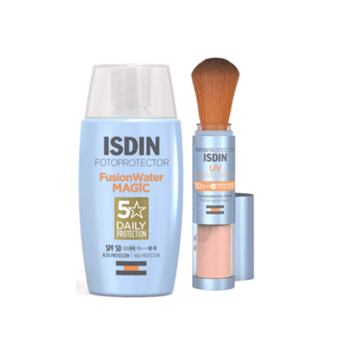 SET TRATAMIENTO FACIAL ISDIN FOTOPROTECCION COMPLETA FUSION WATER MAGIC + SUN BRUSH - 1