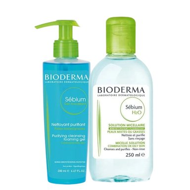 DUO SEBIUM LIMPIEZA E HIDRATACIÓN PROTECCIÓN PARA EL VERANO: GEL MOUSSANT 200ML + AGUA MICELAR H2O 250ML - 1