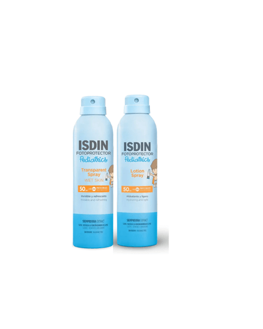 DÚO ISDIN TRANSPARENT SPRAT WET SKYN PED 250ML + PEDIATRICS LOTION SPRAY 50+ 250ML - 1