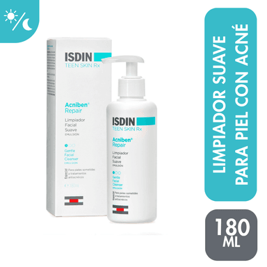 ISDIN ACNIBEN REPAIR LIMPIADOR FACIAL SUAVE 180ML - EMULSIÓN LIMPIADORA PIELES BAJO TRATAMIENTOS ANTIACNEICOS - 1
