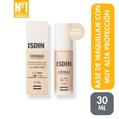 BASES DE MAQUILLAJE ISDIN COVERAGE 1.0 PEARL SPF50+ 30 GR - 1