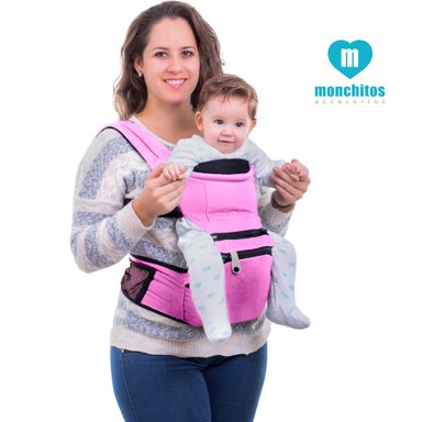 CANGURO MONCHITOS ACCESORIOS ERGONOMICO CON ASIENTO BABY HIP ROSADO BEBÉ
