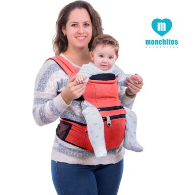 CANGURO MONCHITOS ACCESORIOS ERGONOMICO CON ASIENTO BABY HIP ROJO