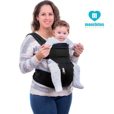 CANGURO MONCHITOS ACCESORIOS ERGONOMICO CON ASIENTO BABY HIP NEGRO