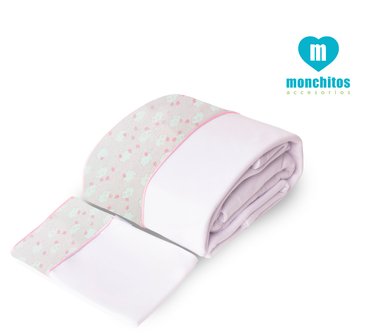 SÁBANAS MONCHITOS ACCESORIOS CUNA ROSADO NUBES MEDIDAS ESPECIALES - 2