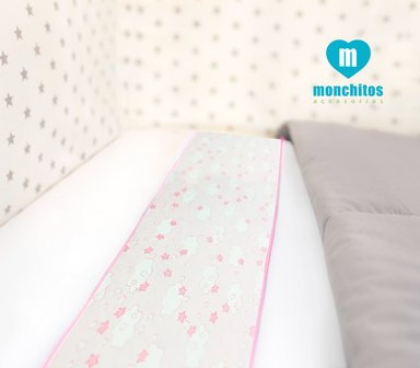 SÁBANAS MONCHITOS ACCESORIOS CUNA ROSADO NUBES MEDIDAS ESPECIALES - 3