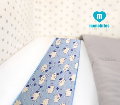 SÁBANAS MONCHITOS ACCESORIOS CUNA CELESTE NUBES MEDIDAS ESPECIALES