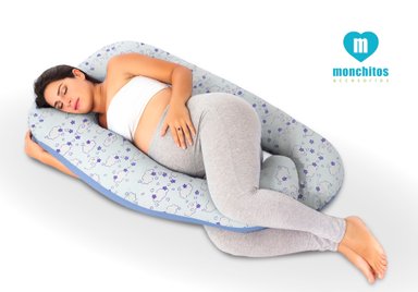 ALMOHADÓN MONCHITOS ACCESORIOS NUBES 120 X 70CM ALGODÓN PIMA CELESTE MEGA