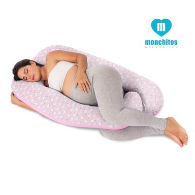 ALMOHADÓN MONCHITOS ACCESORIOS NUBES 120 X 70CM ALGODÓN PIMA ROSADO BEBÉ MEGA