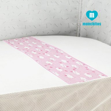 SÁBANAS MONCHITOS ACCESORIOS PARA COLECHO ROSADO NUBES MEDIDAS ESPECIALES - 2
